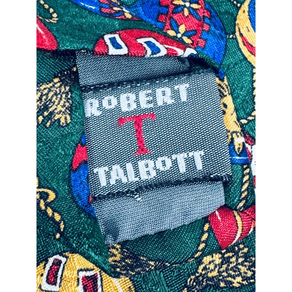 Robert Talbott Tie Mens Green Silk Novelty Ornaments Christmas Holiday Necktie - Picture 10 of 10